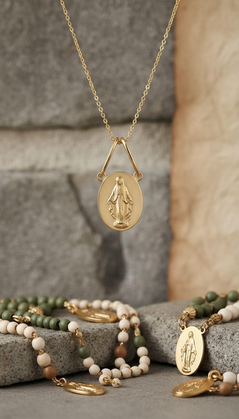 Gold Vermeil Marian Pendant Necklace